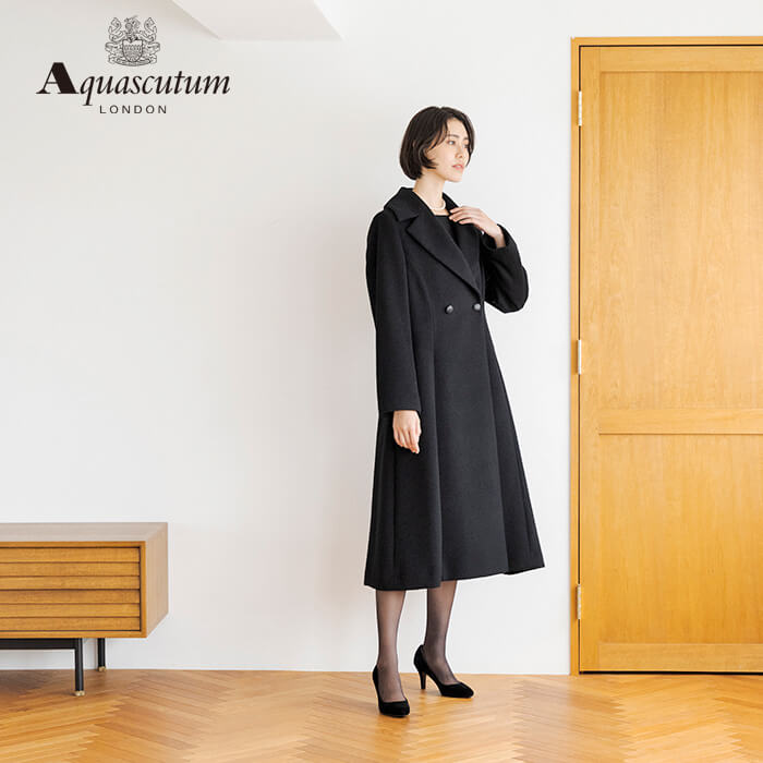 アンゴラ混のクラシカルなコート M・ブラック｜東京ソワール