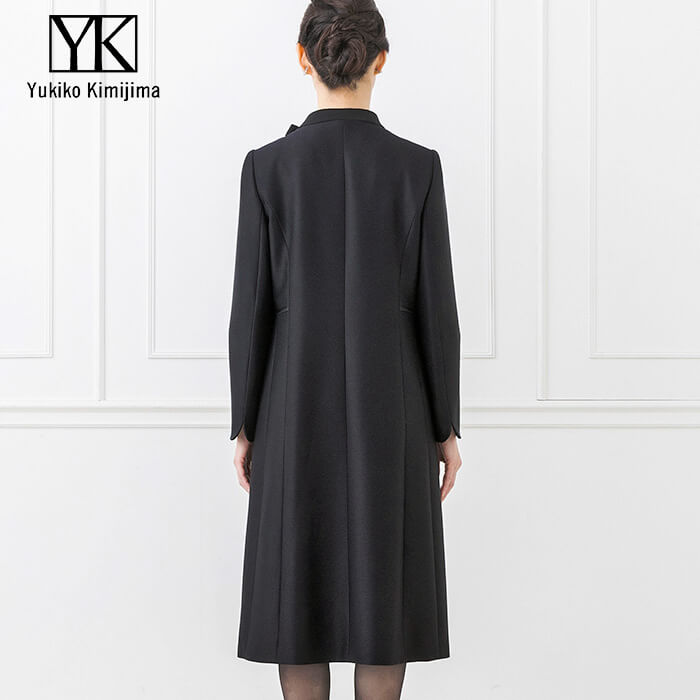 リボンモチーフのロングジャケットアンサンブル 13号・ブラック