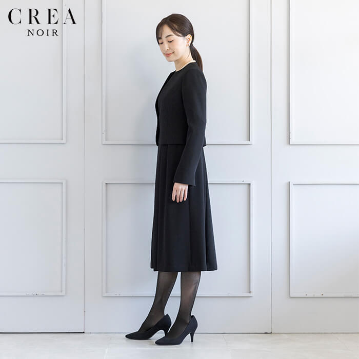 洗える｜レースがフェミニンな印象のアンサンブル 9号・ブラック