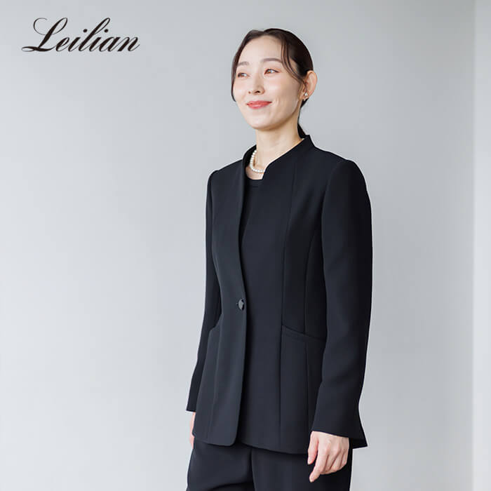 レリアン×東京ソワール／ブラウス付きパンツスーツ 9号・ブラック