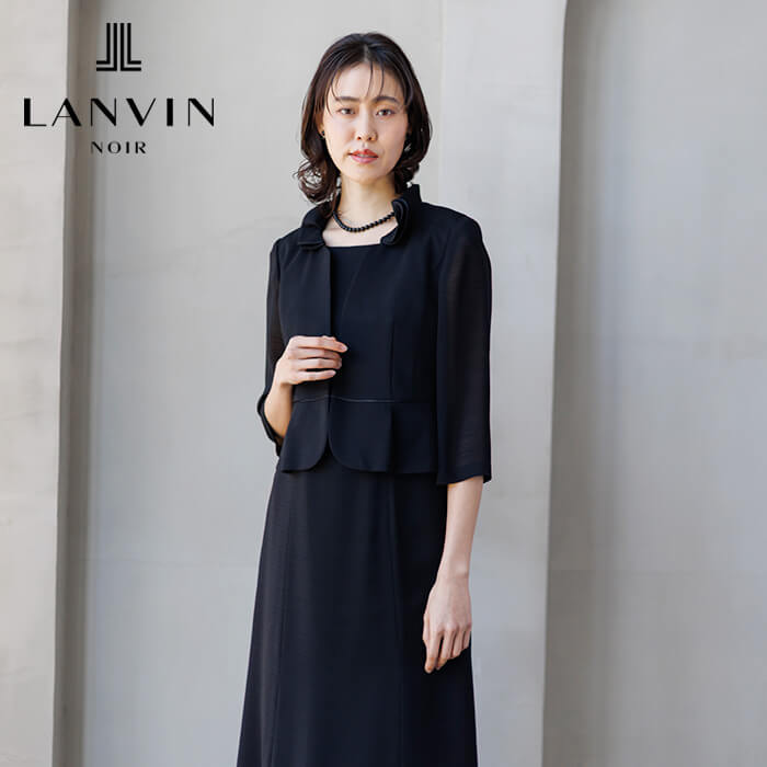 フラワーカラーの絽のフォーマルワンピース 17号・ブラック｜東京