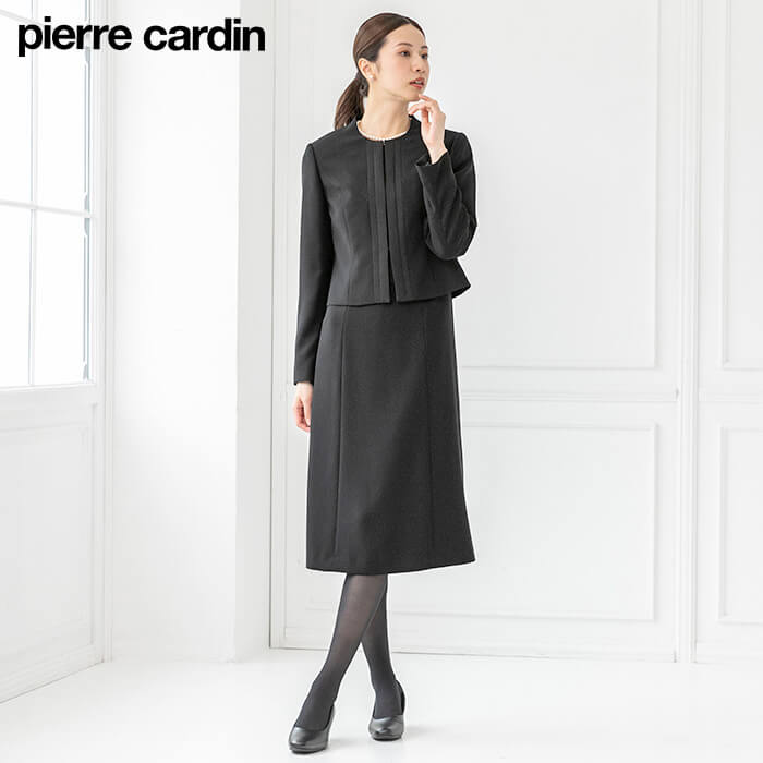 サテントリミングが美しいアンサンブル 13号・ブラック｜東京