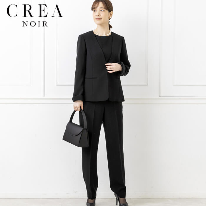 洗える｜ブラウス付きパンツスーツ 11号・ブラック｜東京ソワール