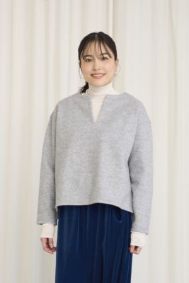 OURHOME(アワーホーム)の【洗える】ウール混素材のキーネックプル