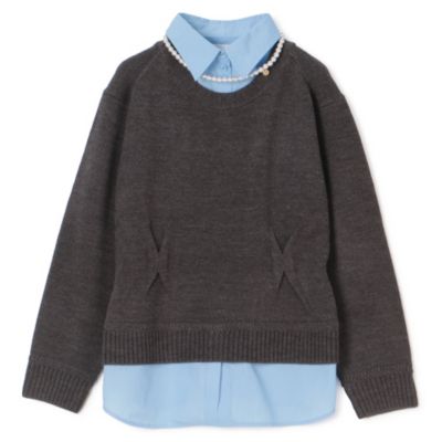 MUVEIL(ミュベール)のパールネックレス付きシャツニットプルオーバー