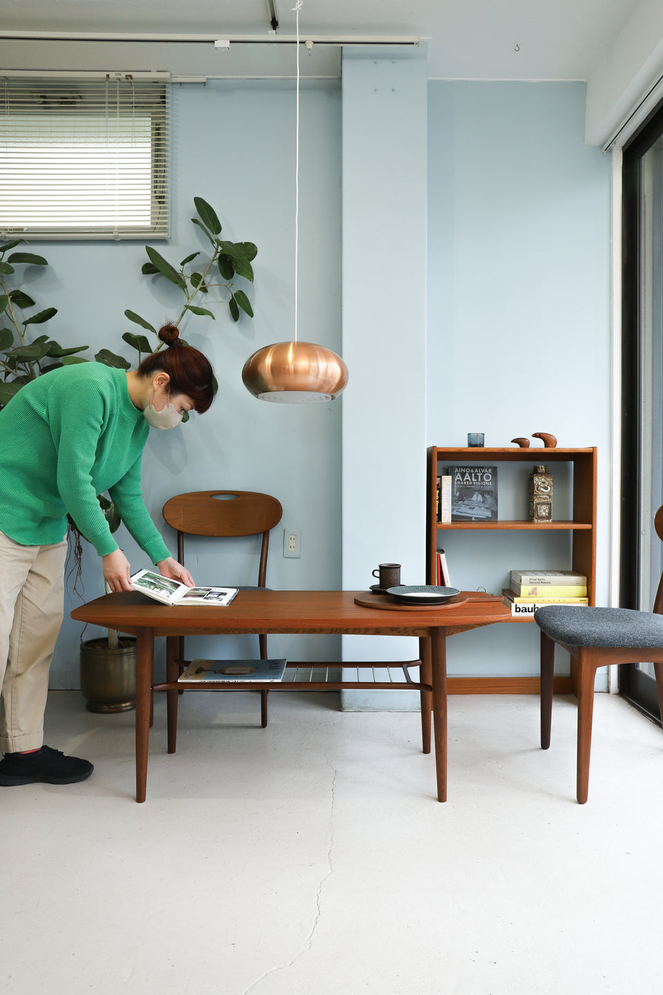 デンマークヴィンテージ コーヒーテーブル ラック付き 北欧家具/Danish