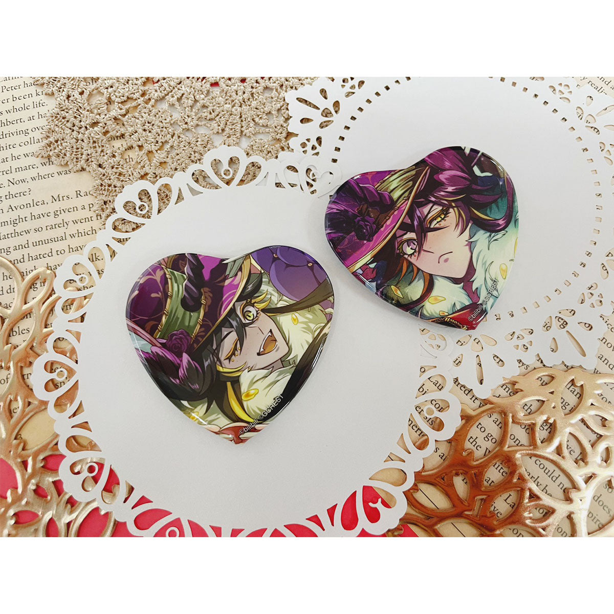 夢職人と忘れじの黒い妖精 ワンダー・ティーパーティ ハート型缶バッジ