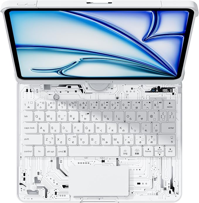 ipad用キーボード付きケース [日本語配列]バックライト付き、360°回転