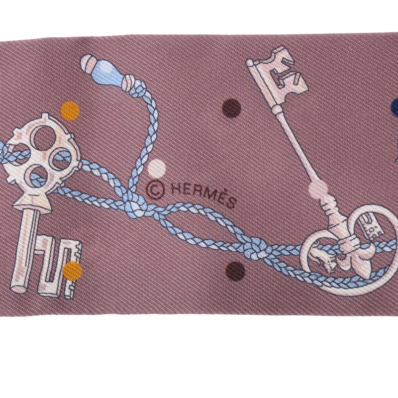 エルメスツイリー 鍵柄 グレージュ レディース スカーフ HERMES 中古