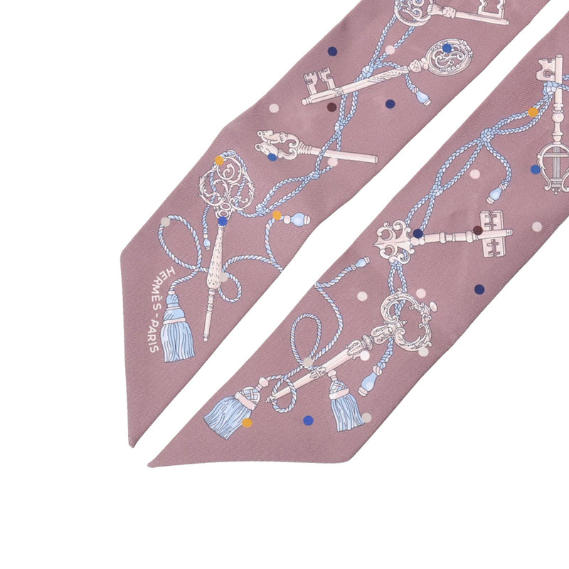 エルメスツイリー 鍵柄 グレージュ レディース スカーフ HERMES 中古