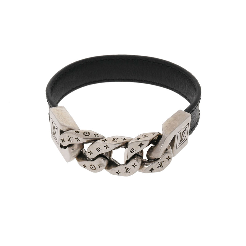 ルイヴィトンブラレス モノチェーン ブレスレット シルバー/黒 メンズ