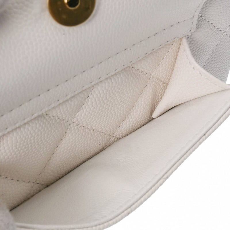 シャネルチェーンバニティバッグ 42976 白 ゴールド金具 レディース