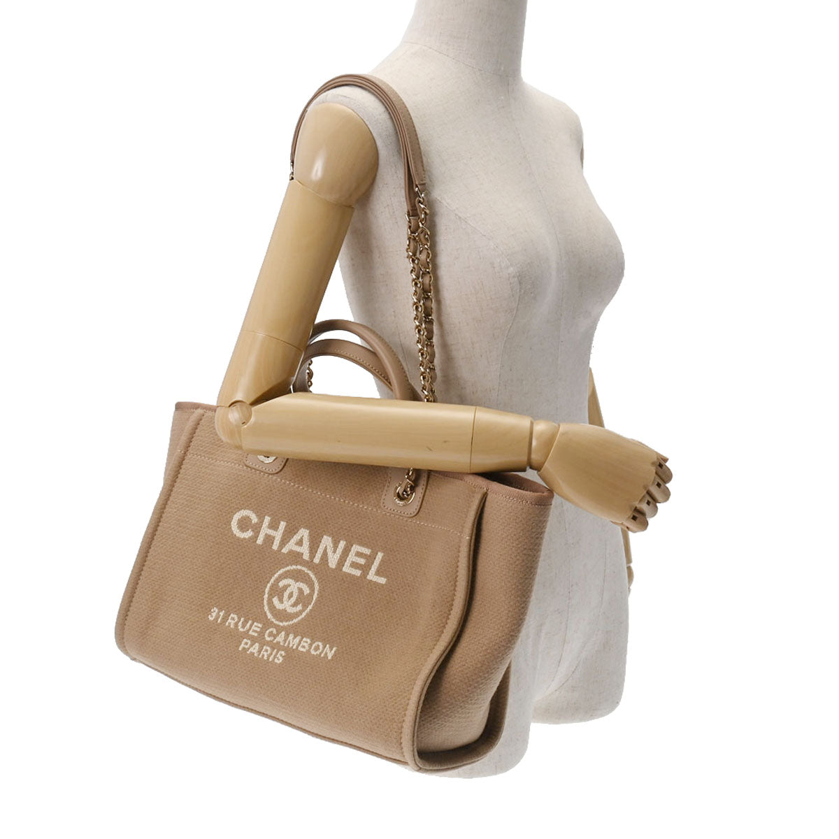 シャネルショッピングトート 2WAY 42992 ベージュ ゴールド金具