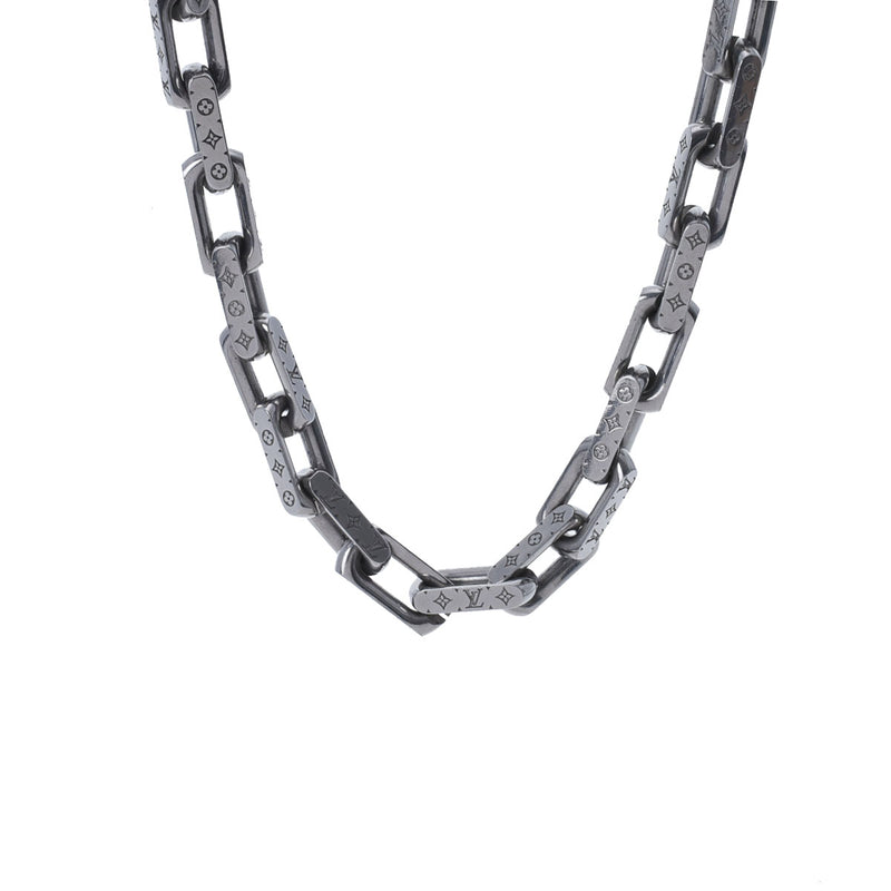 ルイヴィトンコリエ チェーン モノグラム メンズ シルバー ネックレス