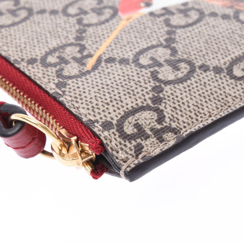 グッチGGスプリーム 鳥 蝶 花プリント キーリング付き ベージュ