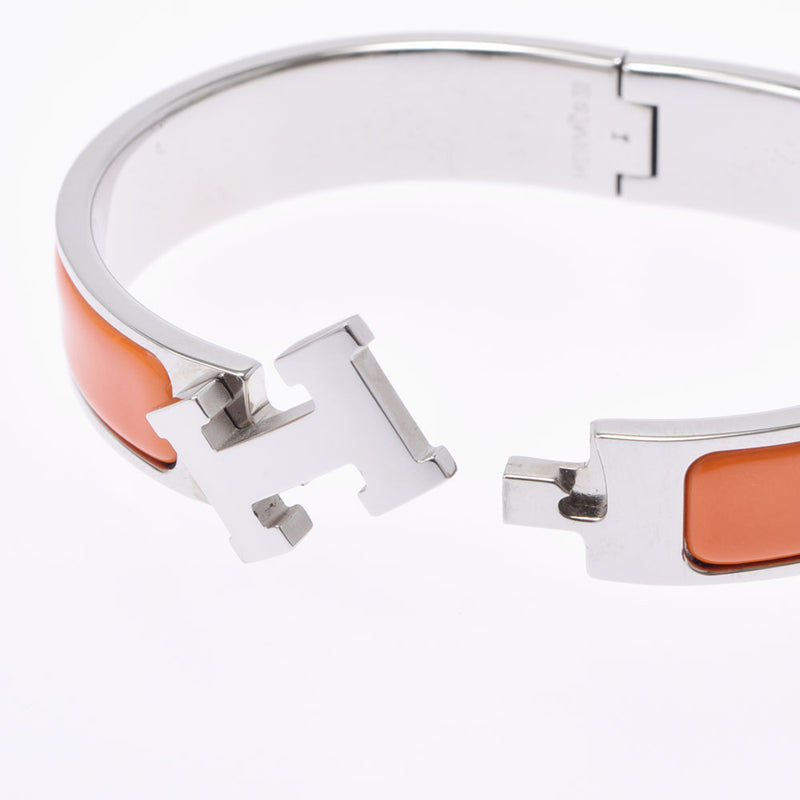 エルメスクリックアッシュ バングル オレンジ シルバー金具 ユニ