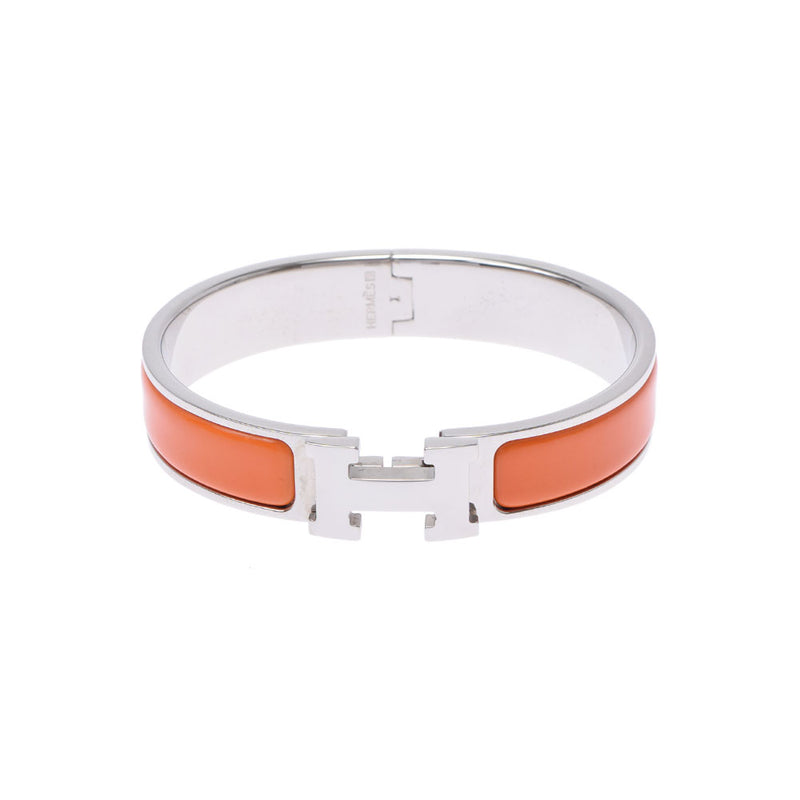 エルメスクリックアッシュ バングル オレンジ シルバー金具 ユニ