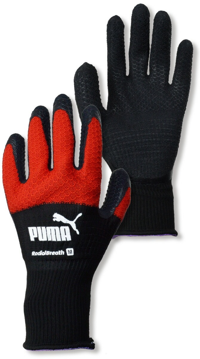 3点までネコポス可】プーマ 立体 作業手袋 ラジアルプレス 天然ゴム