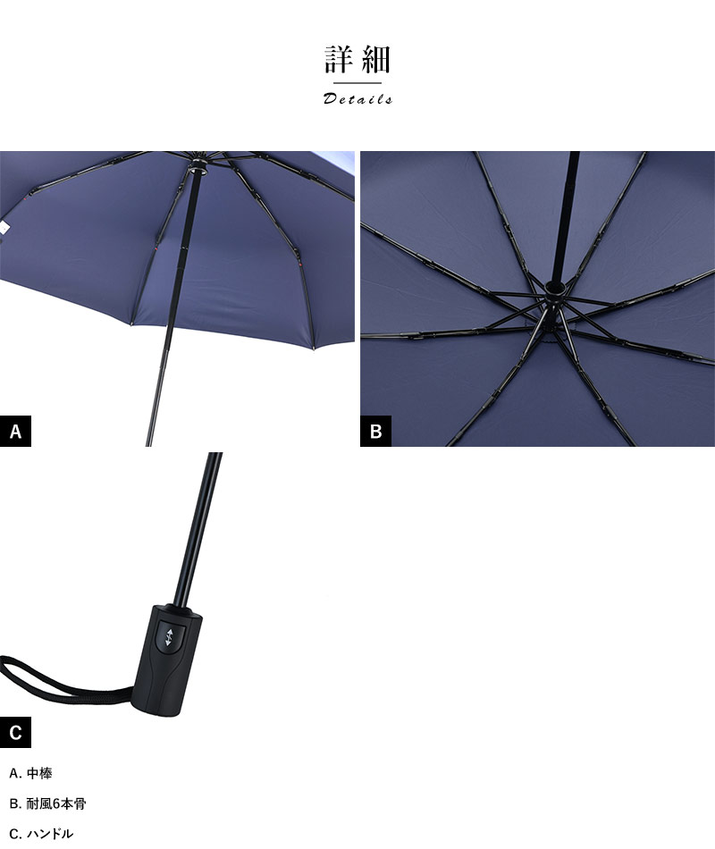 Ramuda 晴雨兼用 自動開閉 折りたたみ傘 耐風8本骨 58cm 無地