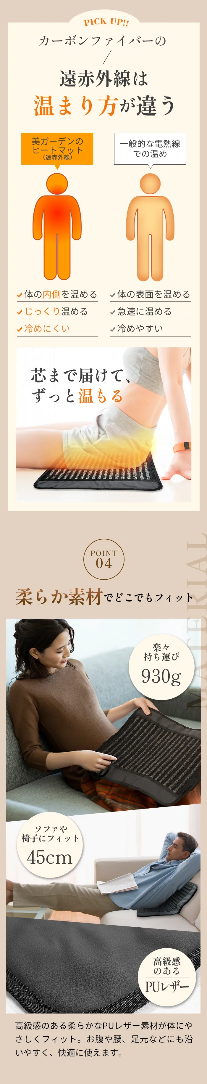 岩盤浴マットミニ 遠赤外線×天然鉱石 コンパクト温活ヒートマット mat-1008