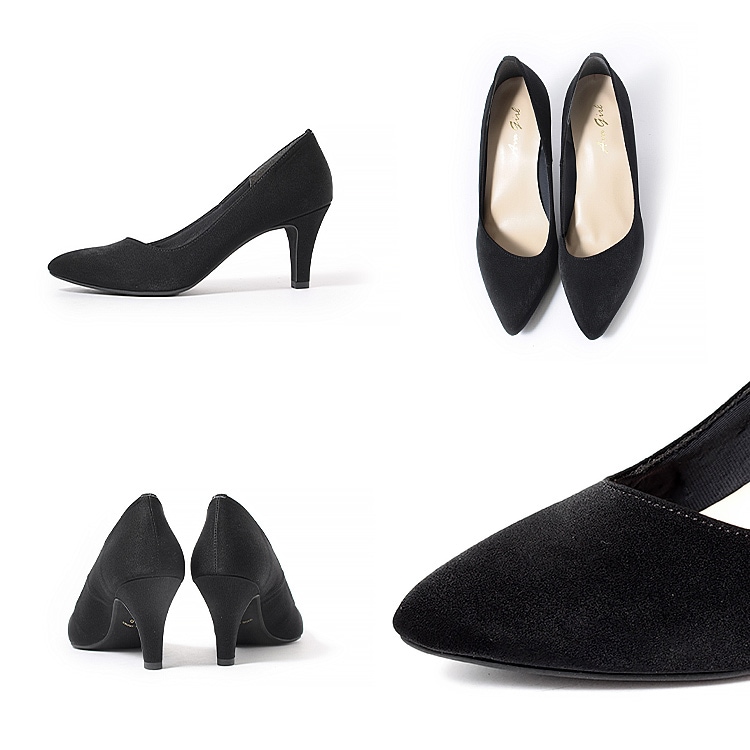 パンプス ヒール7cm 日本製 ハイヒール アーモンドトゥ 斜めカット