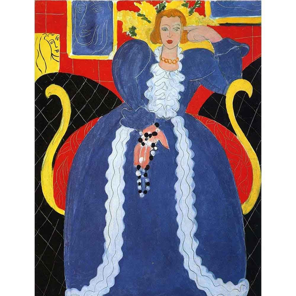 青いローブを着た女性とミモザ 【8号】 アンリ・マティス 【 額縁が