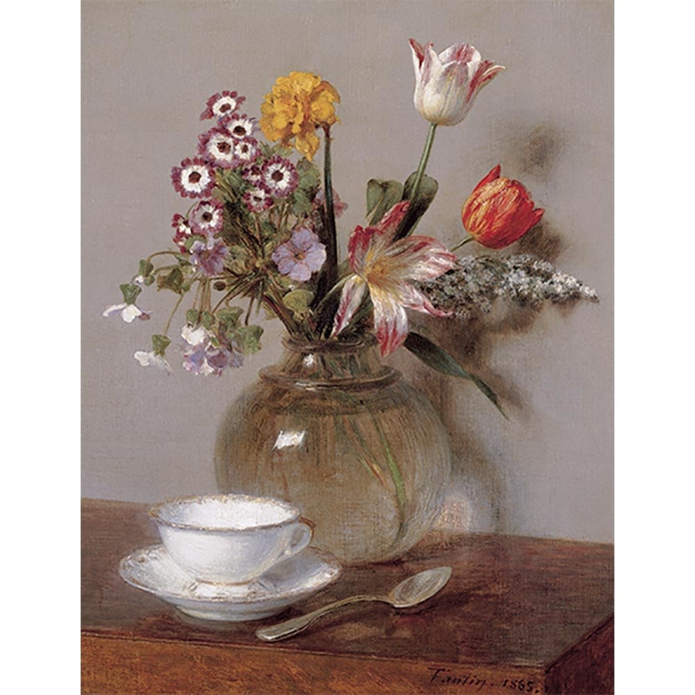 花瓶の花とコーヒーカップ 【20号】 アンリ・ファンタン＝ラトゥール