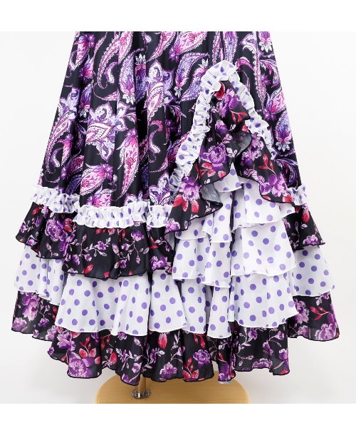 フラメンコファルダ デザインファルダ ブラック×パープル 【フラメンコ