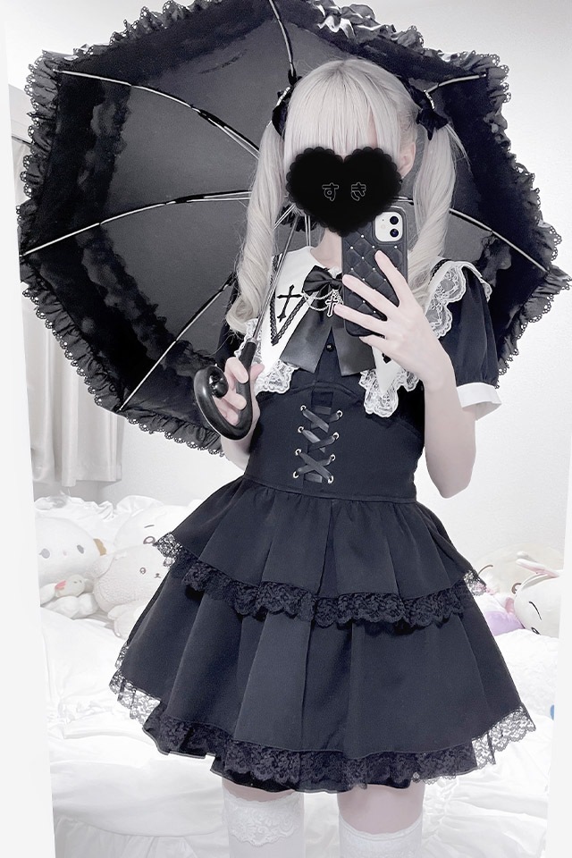 MA*RS】【2点SET】クロス刺繍3段フリルセットアップ - BLK/BLK size