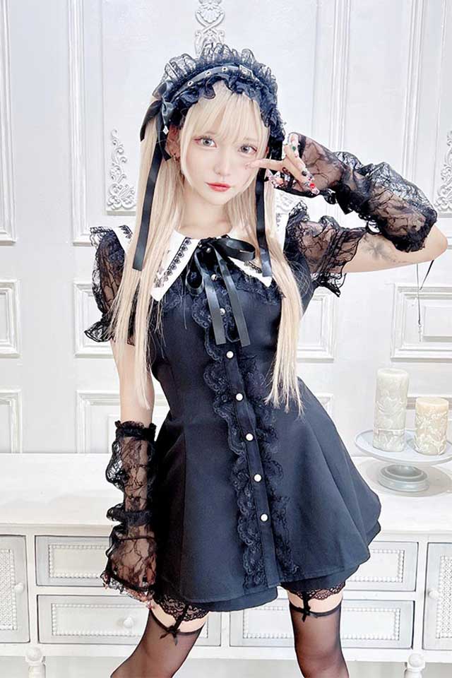 2点SET】クロス刺繍アーム付きセットアップ - ブラック size-F | 地雷