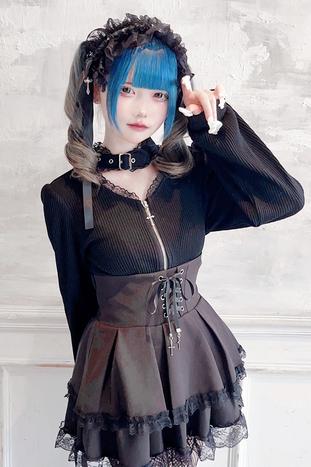 MA*RS】クロスZIPテレコトップス - ホワイト size-F | 地雷系・量産型