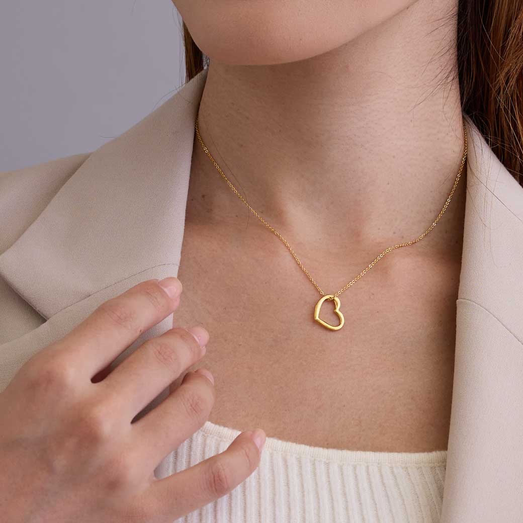 日本製 オープンハート ネックレス 金属アレルギー対応 | ネックレス
