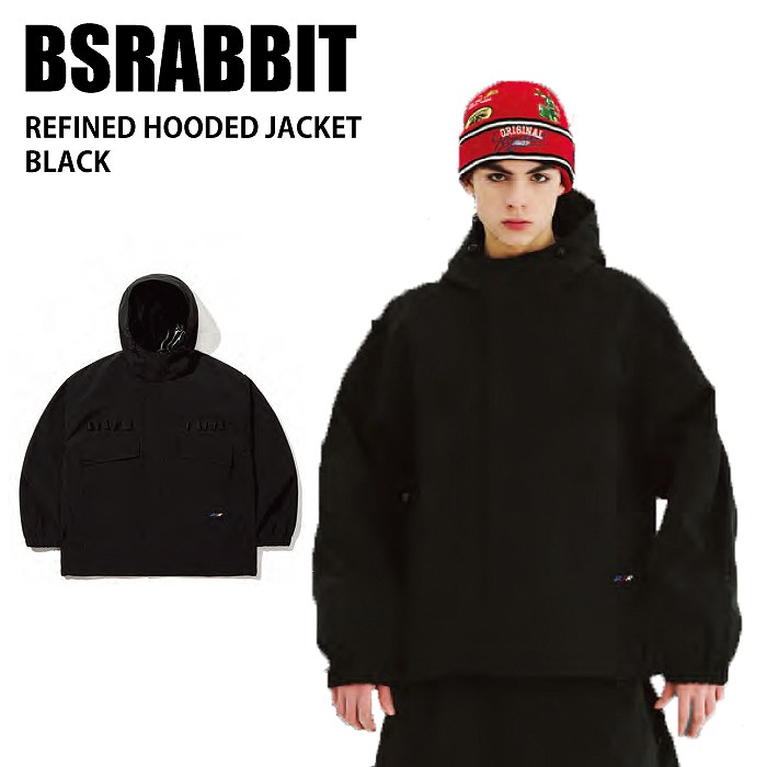 BSRABBIT ビエスラビット REFINED HOODED JACKET BLACK 24-25 ウエア