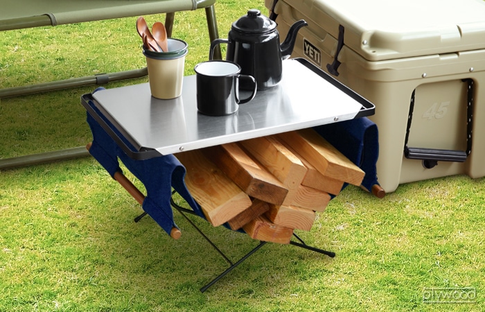 ハングアウト ファイヤーサイドテーブル ステンレストップ ＋ ログ