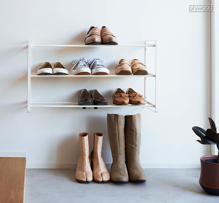 山崎実業 タワー tower 石こうボード壁対応ウォールシューズラック 3段