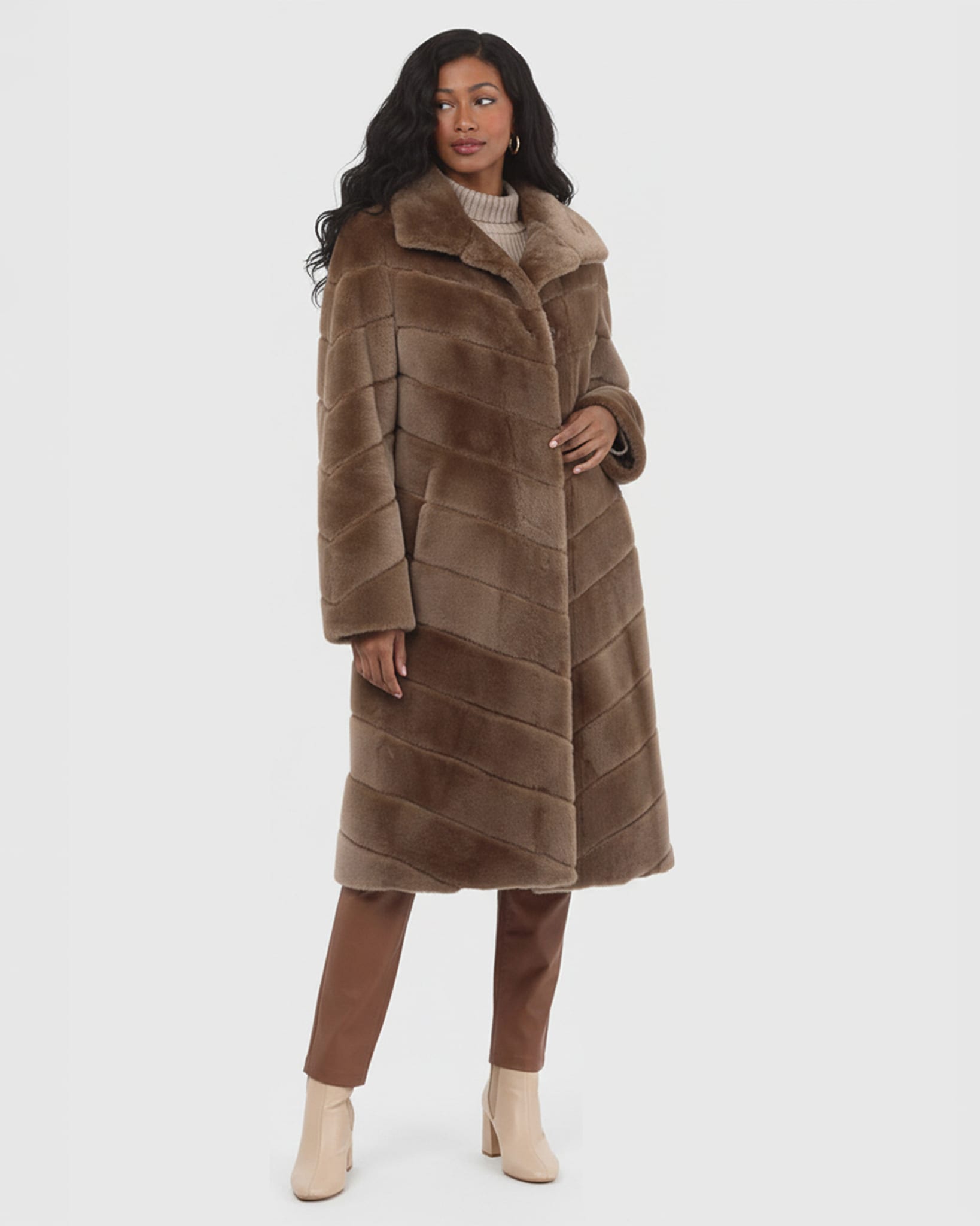 Reversible Merino Shearling Lamb Chevron Short Coat