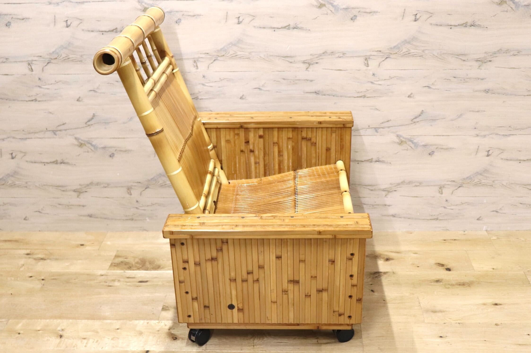 GMGN375○梅里竹芸 1人掛けソファ アームチェア 左高タイプ 高級 真竹