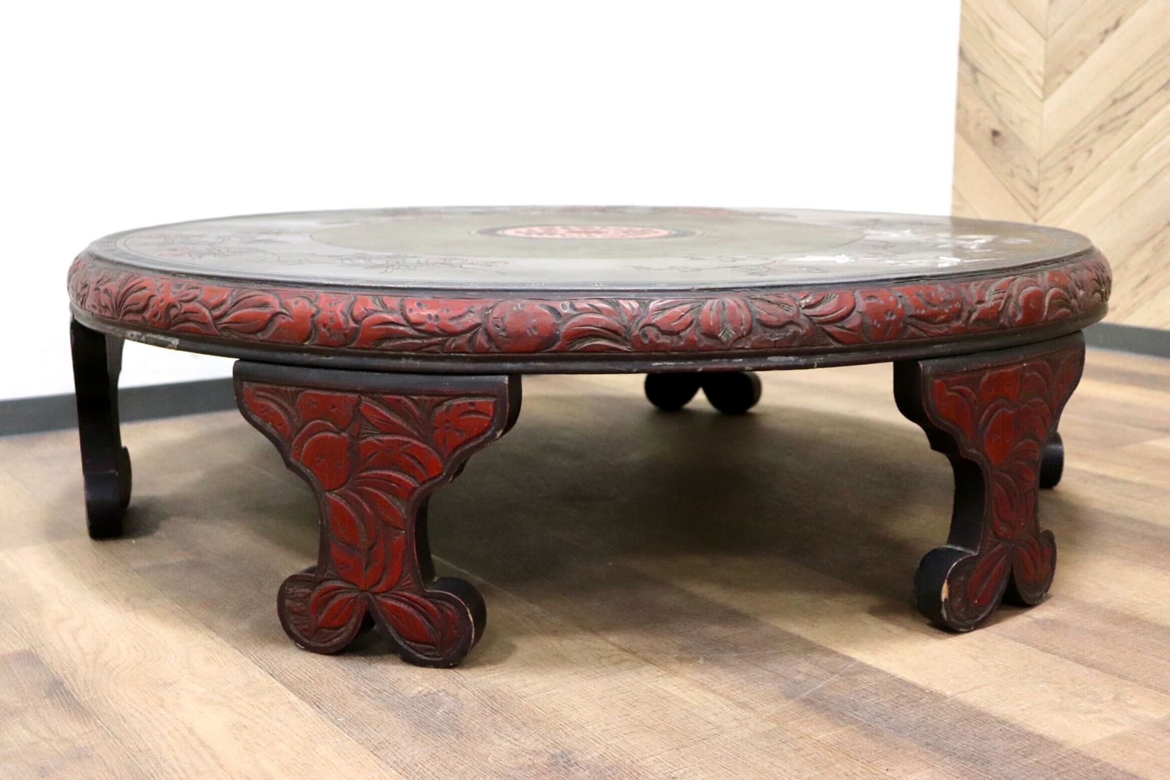 GMGH455○中華様式 座卓 ローテーブル リビングテーブル ラウンド