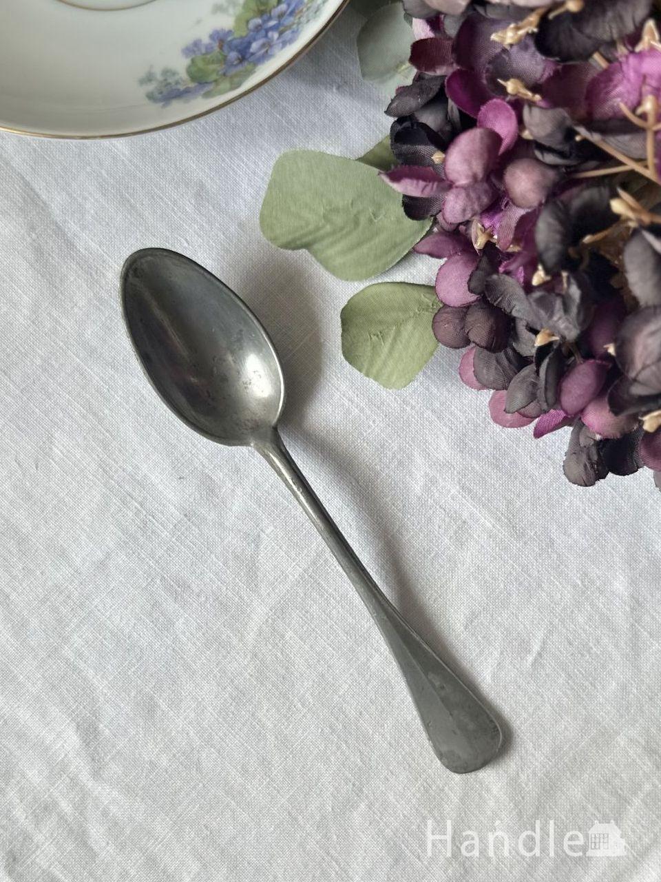 フランスのアンティークカトラリー、エッフェル塔が彫られたピューター