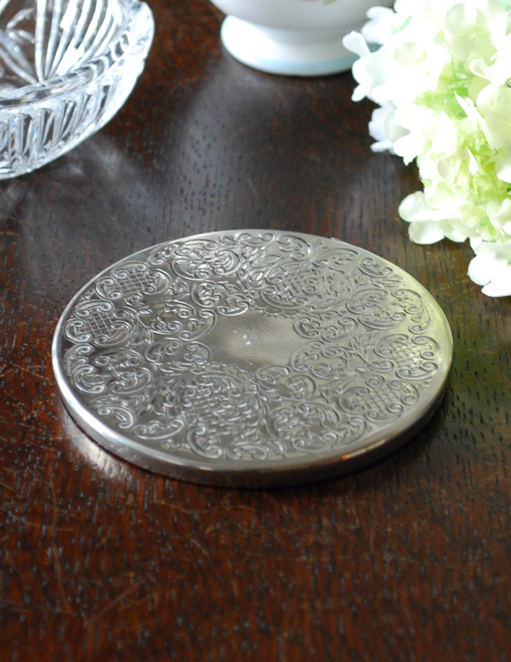 英国の銀雑貨、アンティークシルバーのコースター(h-173-z