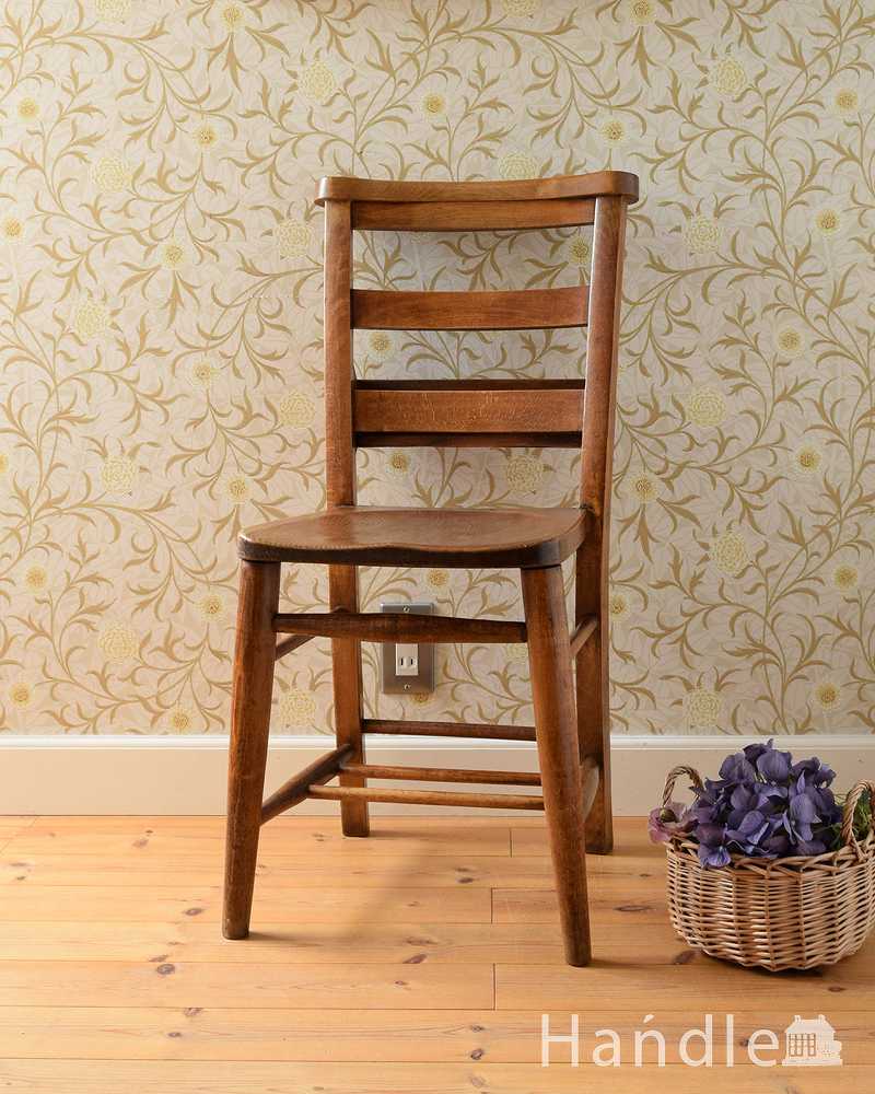 教会で使われていたアンティーク椅子、聖書BOX付きのチャーチチェア(k