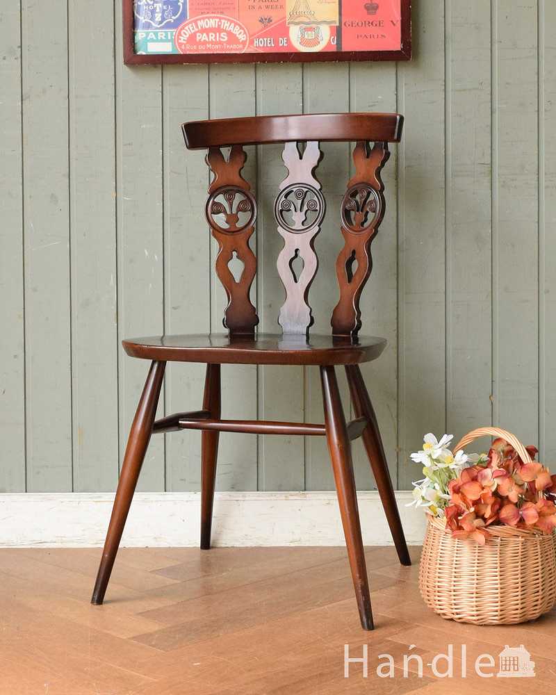 アーコールのシスルバックチェア（アップルチョコ色・ハの字脚・タグ