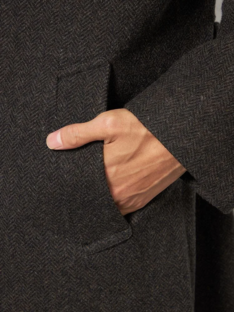 C．グレー 【ウール100％】クラシックベルテッドウールコート ベルト