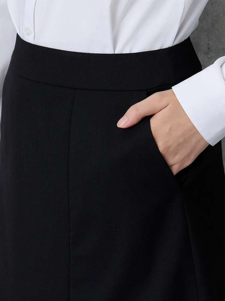 ウォッシャブル】フレアスカート 黒無地 ビエラスティコ 無地 ViVi