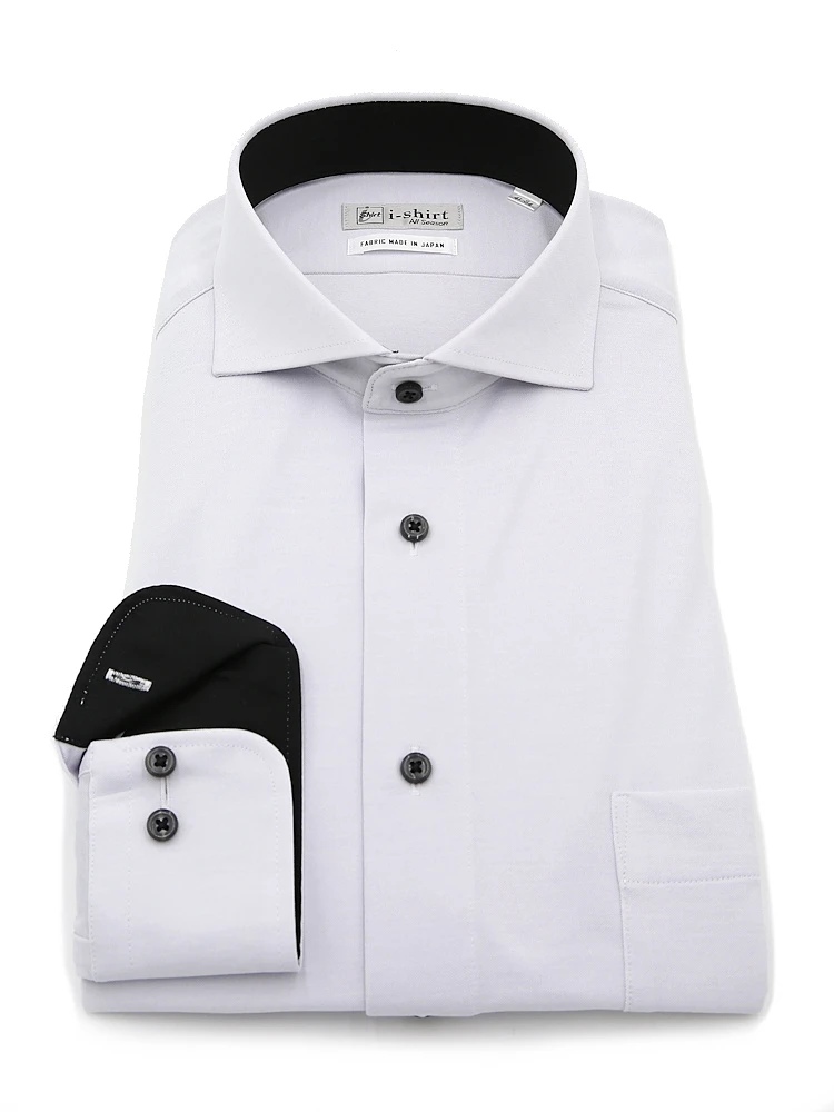 L．グレー 【完全ノーアイロン】長袖 アイシャツ カッタウェイ