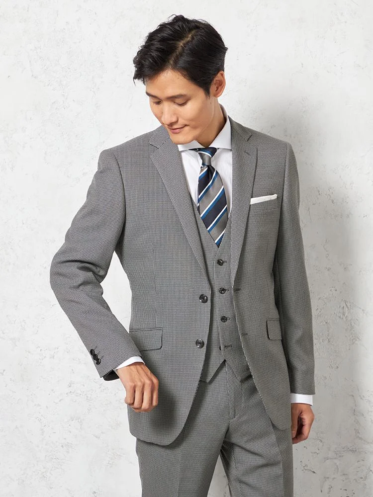 M．グレー 【上下ウォッシャブル】スリーピーススーツ 2つボタン