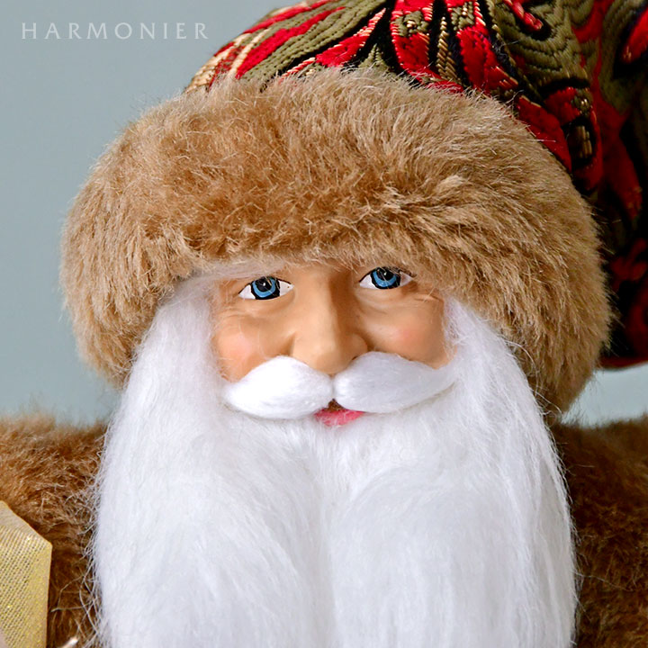 サンタクロースフィギュアレッド/ゴールドベル45cm｜クリスマス雑貨の