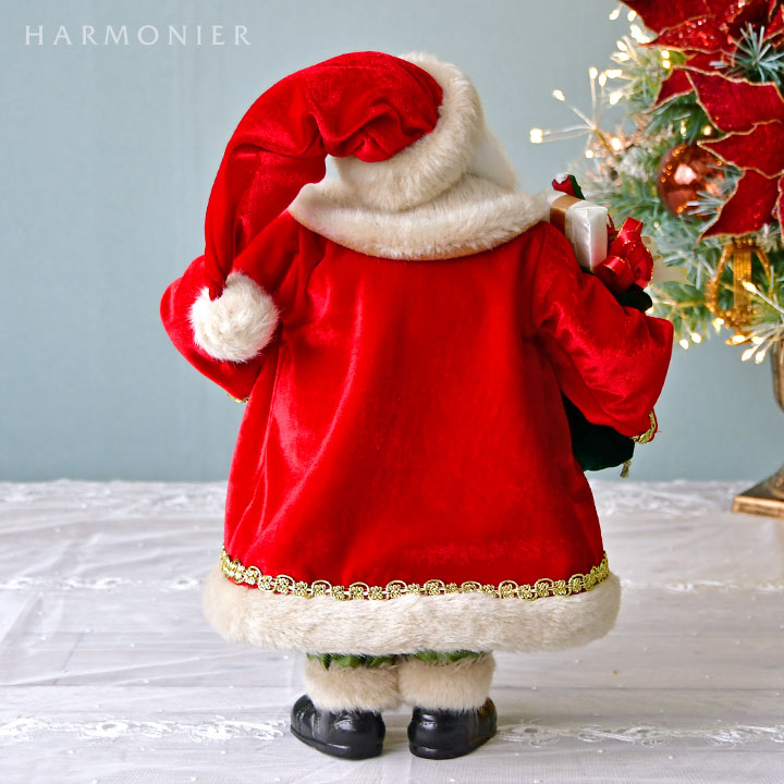 サンタクロースフィギュアレッド/ポインセチア45cm｜クリスマス雑貨の