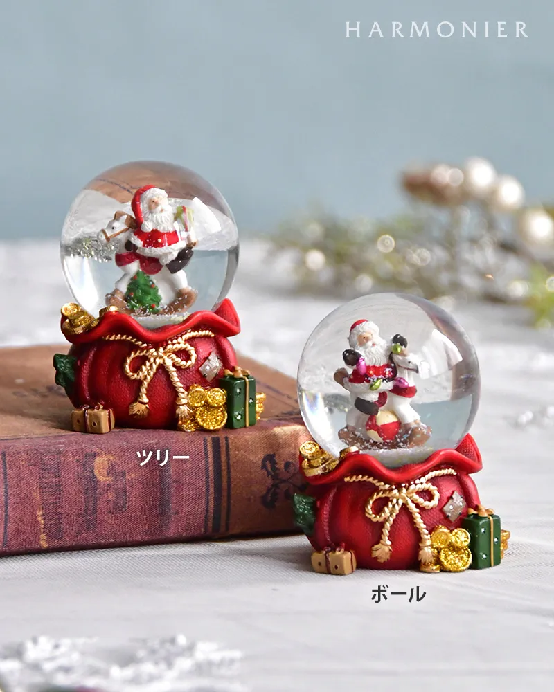 ミニスノードーム/サンタオンホース（ツリー/ボール）｜クリスマス雑貨