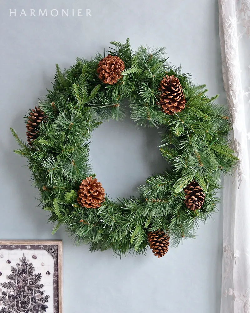 パインコーンLEDリース55cm※電池式｜クリスマス雑貨の通販 ハルモニア